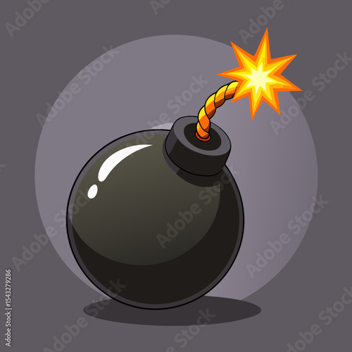 bomb with burning fuse