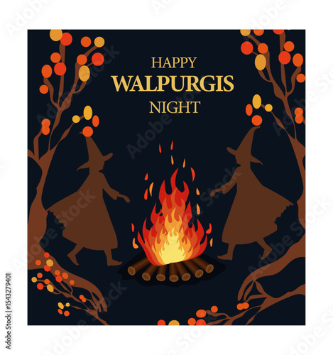 Festive Walpurgis Night Dance Around the Bonfire Illustration-03