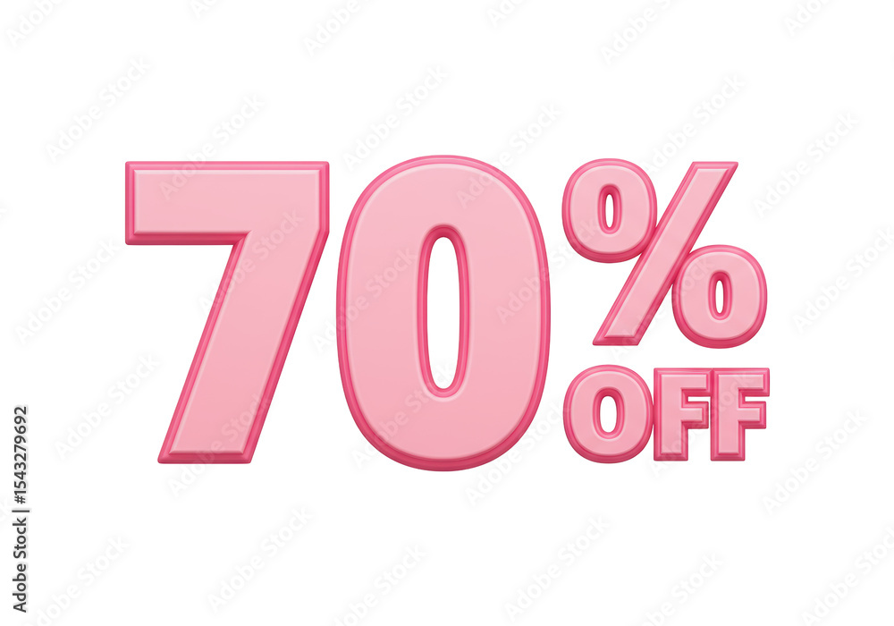Isolated Pink 70 Percent Off Promotion Sign