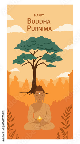 Happy Buddha Purnima Celebratory Vector Art-04