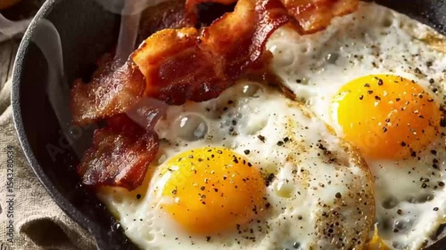 fried eggs with bacon