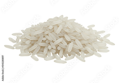 Quadro su tela Isolated Pile of Long Grain Rice for Asian Cuisine