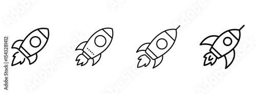 Space Rocket Launch Icons: Startup, Innovation, and Business Growth Concepts

