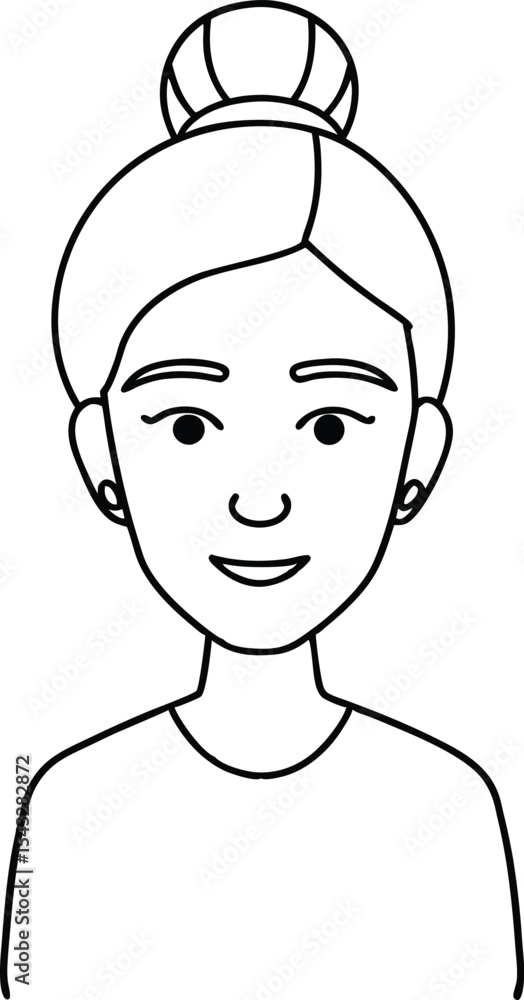 Elegant Female Avatar With Bun Hairstyle Outline. Elegant Female Avatar With Bun Hairstyle Outline.