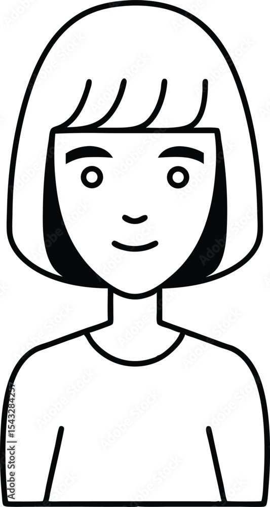 female avatar outline bob hairstyle icon. female avatar outline bob hairstyle icon.