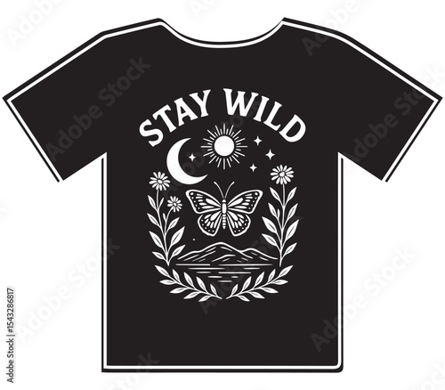 Stay Wild Boho Nature T-Shirt Design
