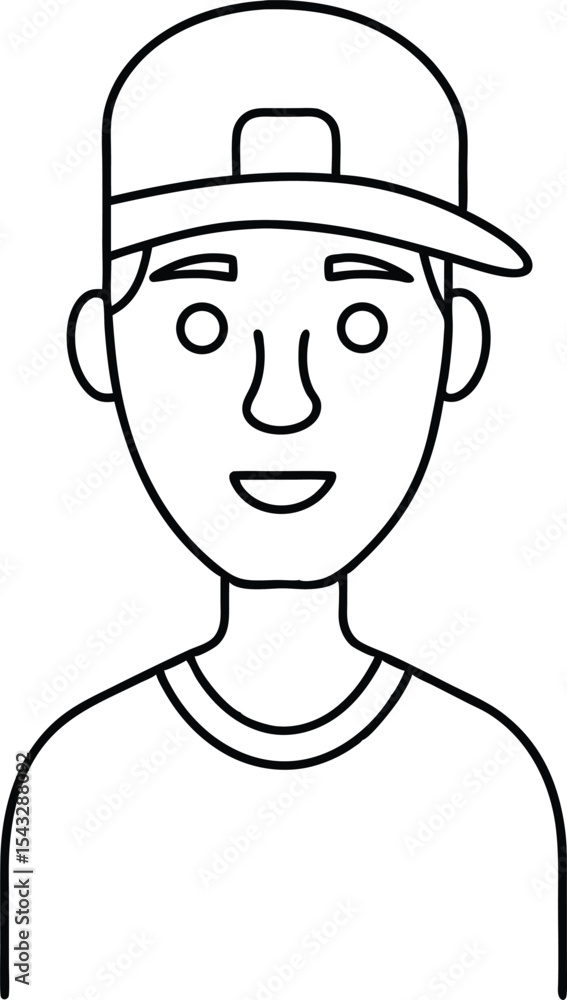 Man Wearing Cap Avatar Line Art. Man Wearing Cap Avatar Line Art.