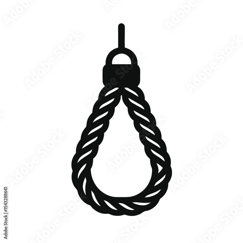 Hanging Noose Rope Silhouette Vector Illustration