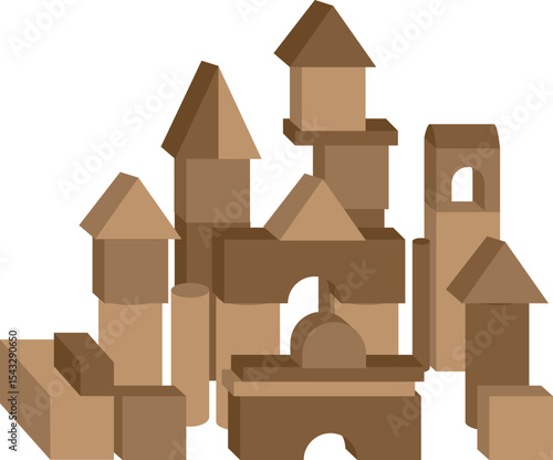 Illustration of a sand castle on a white background, vector illustration
