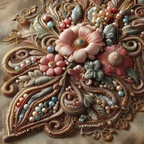 Wallpaper Mural Antique Rayon fibers beaded embellishment Torontodigital.ca