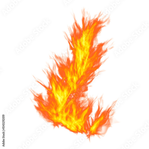 Burning fire flame and sparks isolated on transparent background
