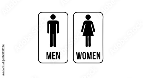 Men and Women Restroom Signs with  Vector Style Art isolated on transparent background Modern Restroom Icons for Men and Women