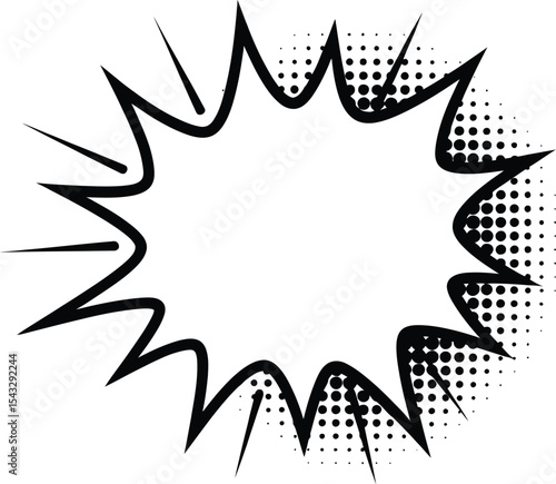 Dynamic Black and White Comic Book Speech Bubble  A Versatile Design Element for Graphic Novels, Comics, and More