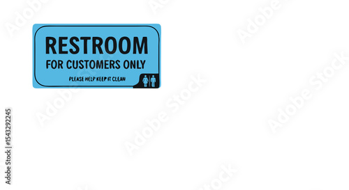 Restroom Sign for Customers Only in Blue and White Restroom Sign with Rounded Corners and Symbols Vector Style Art isolated on transparent background