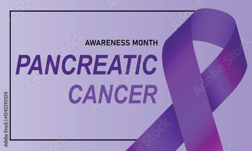 Pancreatic Cancer Awareness Month. Realistic Purple Ribbon. Raising awareness of Pancreatic Cancer campaign. Vector Illustration EPS10