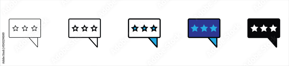 Fototapeta premium Star Rating Review Icons – Feedback and Testimonial Symbols in Speech Bubbles