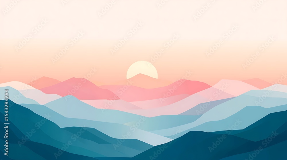 Obraz premium Colorful mountain range at sunrise.