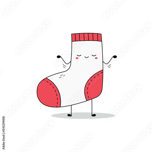 Cute sock cartoon character indifference attitude doodle