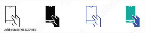 Hand Holding Smartphone Icon – Mobile Device Interaction Symbols