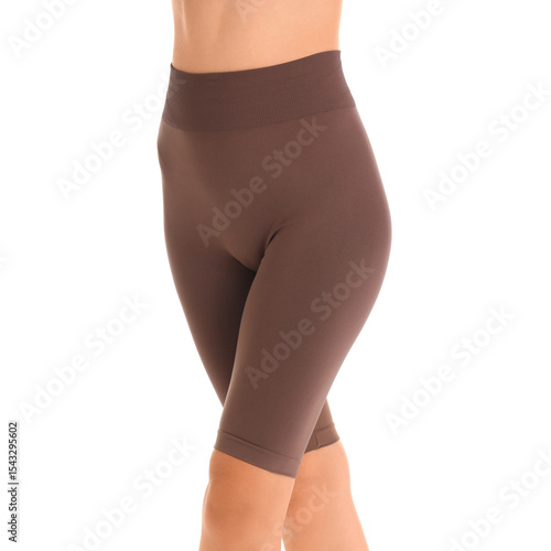 Young woman in cycling shor...