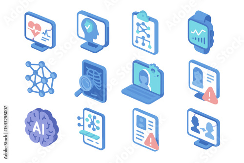 Wallpaper Mural Futuristic technology interface with healthcare and networking icons Torontodigital.ca