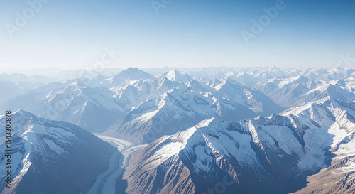 aerial view of the mountains in winter