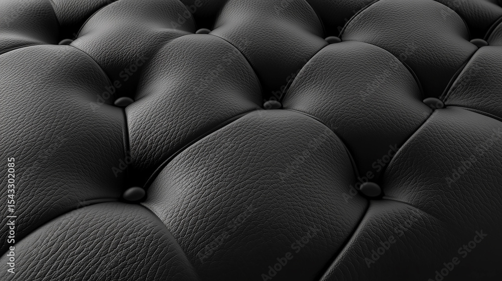 Obraz premium Deep Black Leather Texture A Study in Tufted Elegance