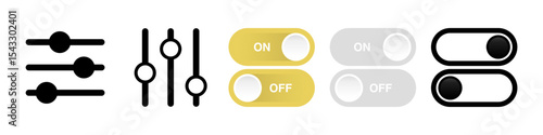 Active and Inactive Vector Icon Pack and Slider isolated without background