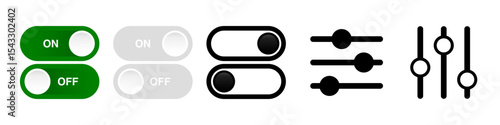 Active and Inactive Vector Icon Pack and Slider isolated without background