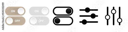 Active and Inactive Vector Icon Pack and Slider isolated without background
