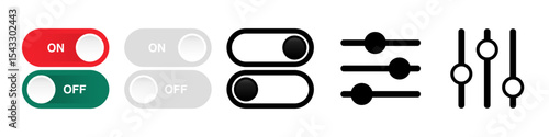 Active and Inactive Vector Icon Pack and Slider isolated without background
