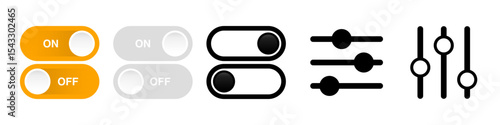Active and Inactive Vector Icon Pack and Slider isolated without background