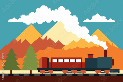 Urban transportation landscape with truck, car, bus, and train on the road and railway, featuring city buildings under a sky