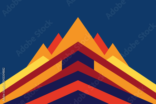 Abstract vector background with geometric triangles, a colorful circus tent illustration under a summer sky, and mountain landscape design for fun festival entertainment
