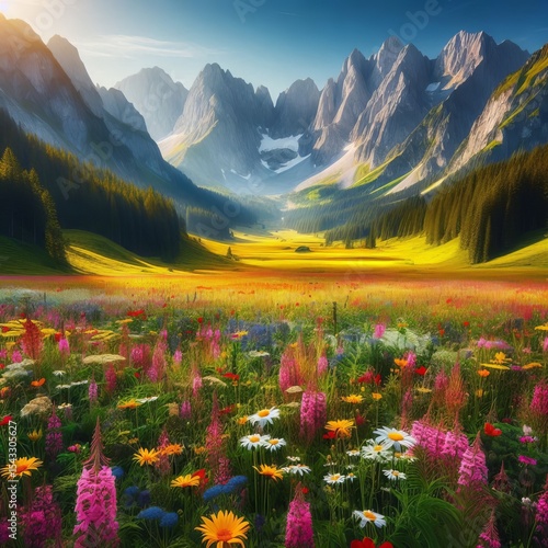 Mountain Meadow by towering peaks