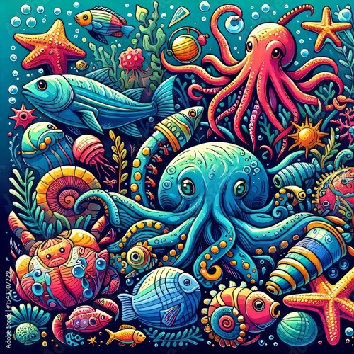 Ocean Life in bright colors