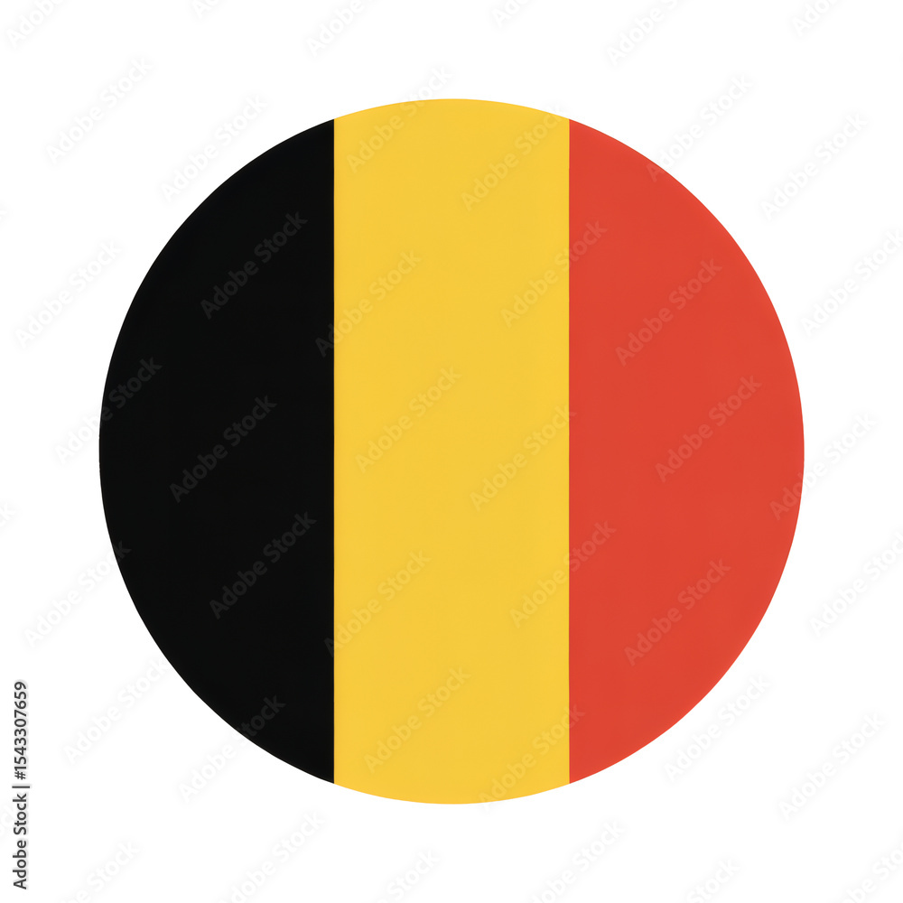 Fototapeta premium Pristine Vector Illustration of Belgium's National Flag Contained Within a Perfect Circular Shape