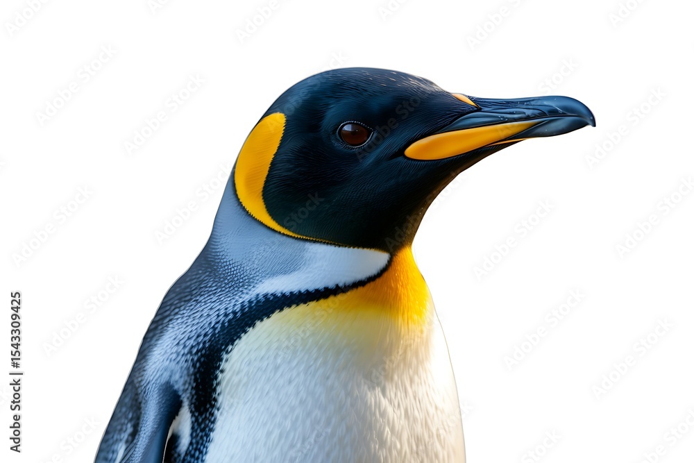 Naklejka premium King Penguin Profile: Close-up Detailed View of Antarctic Avian Wildlife