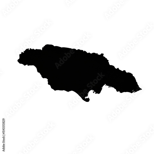 Jamaica Black and White Outline Map of the Island Nation