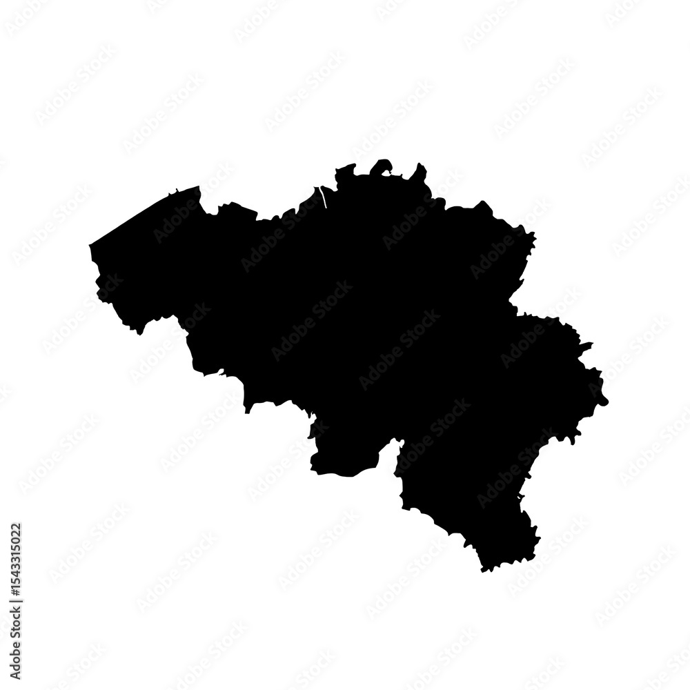 Obraz premium Belgium Map High-Resolution Black and White Silhouette