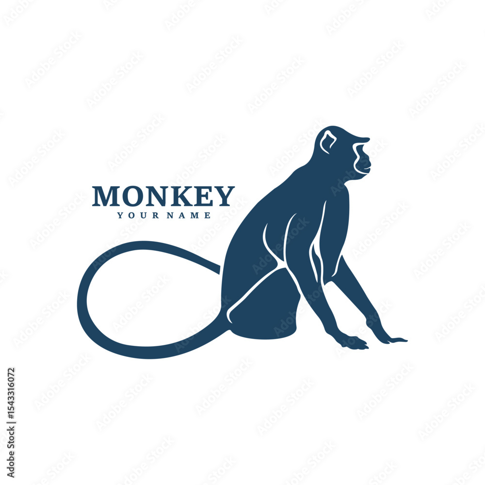 Obraz premium Monkey logo design vector. Silhouette Monkey Template Illustration. Icon Symbol