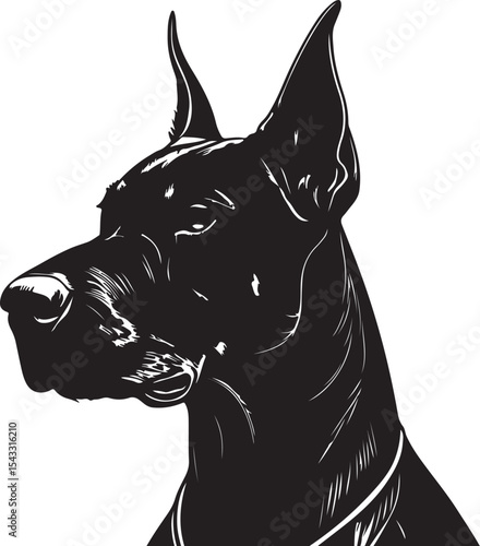 Engraved portrait of a doberman pinscher dog