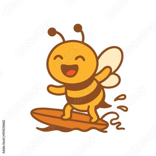 Happy Bee Surfing on a Wave
