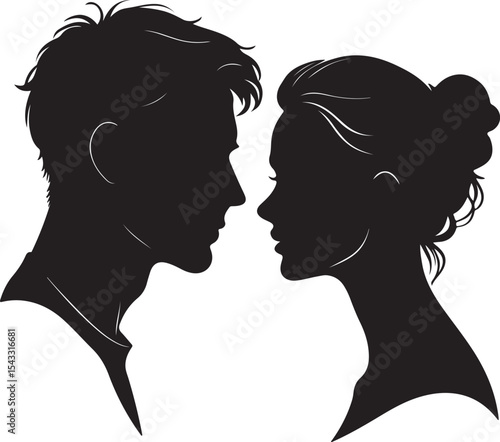 Silhouette of a man and woman facing each other