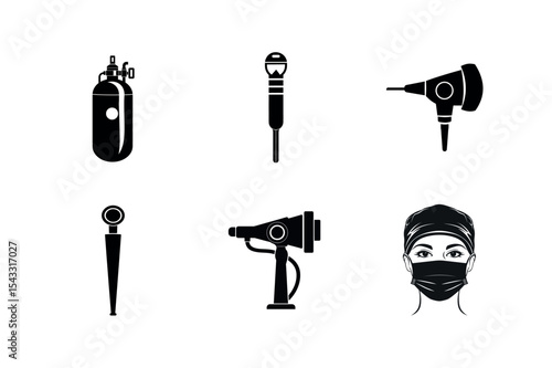 Medical equipment and doctor silhouette