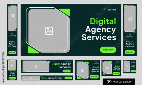 Web bundle banner design for social media post, digital marketing agency web set banner design, fully customizable vector eps 10 file format