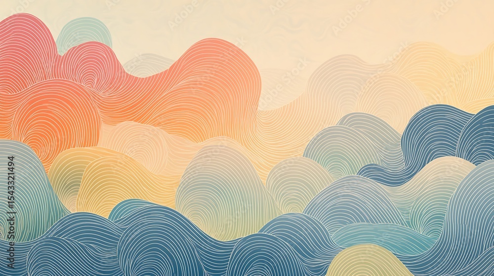 Abstract design with layered, swirling lines creating a textured landscape. Abstract design with layered, swirling lines creating a textured landscape.