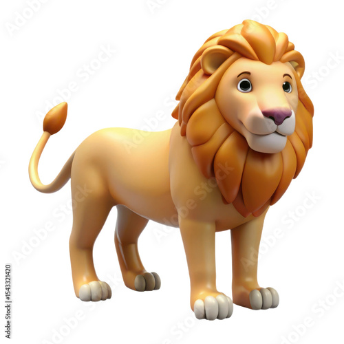 Cute cartoon lion 3d render isolated on transparent background