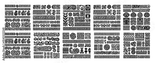aztec maya tribal ornament pattern collection