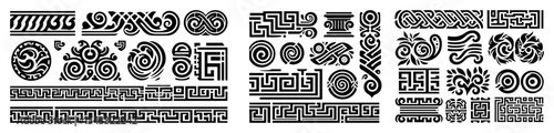 ancient tribal symbols and patterns hand drawn set
